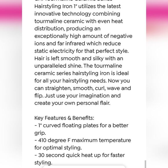 CHI 1" Ceramic Hairstyling Iron- Glitter Glaze - Picture 3 of 8